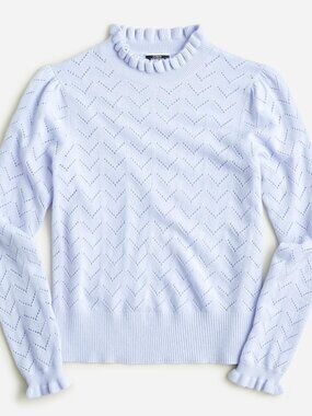 J.Crew 100% Cashmere Pointelle Ruffle Sweater XS